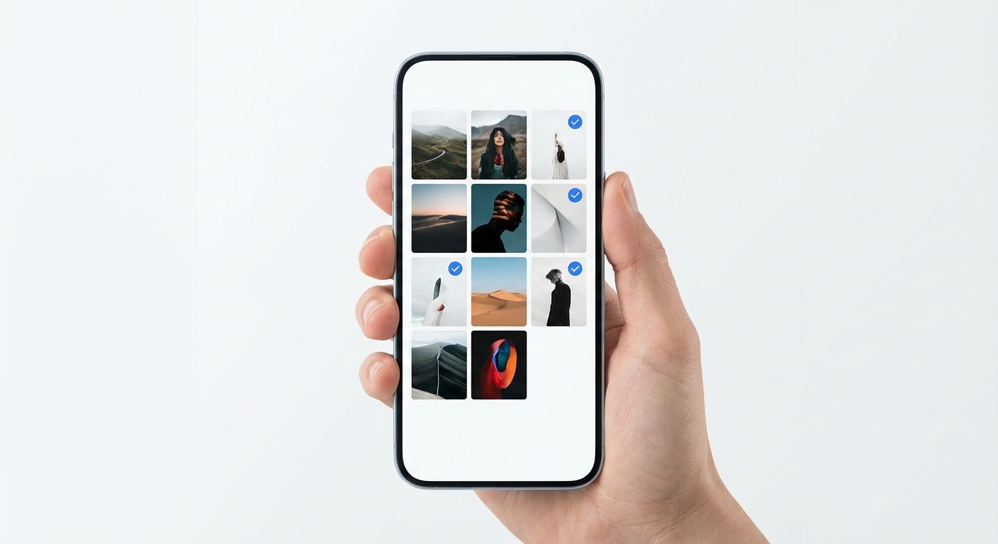 Choosing photos on a phone screen